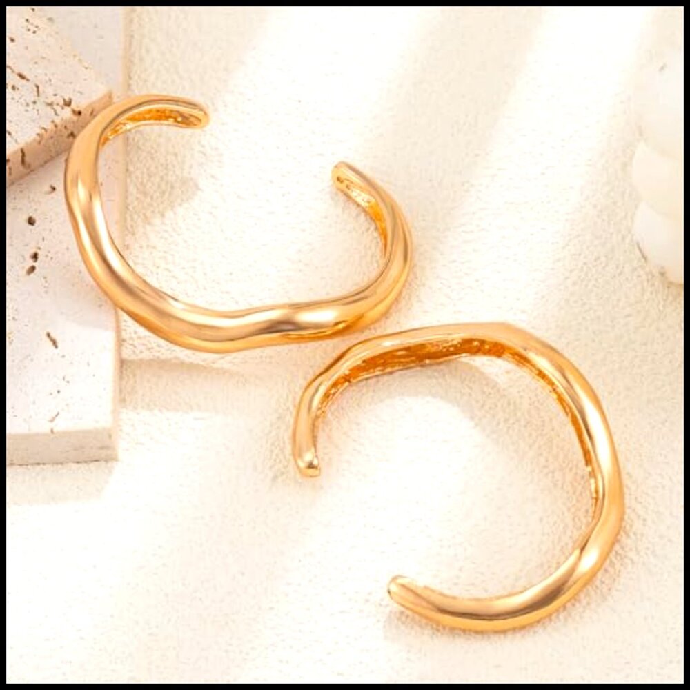 Chunky Gold Cuff Bracelets Stackable Minimalist M… - image 4